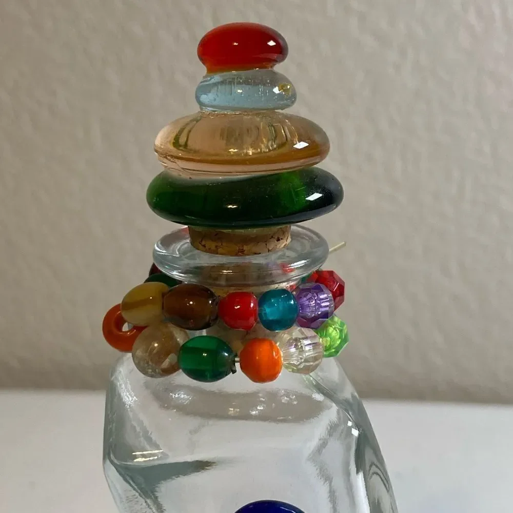 Italy 200ml Glass Jar Multi Color Stones with Removable Lid